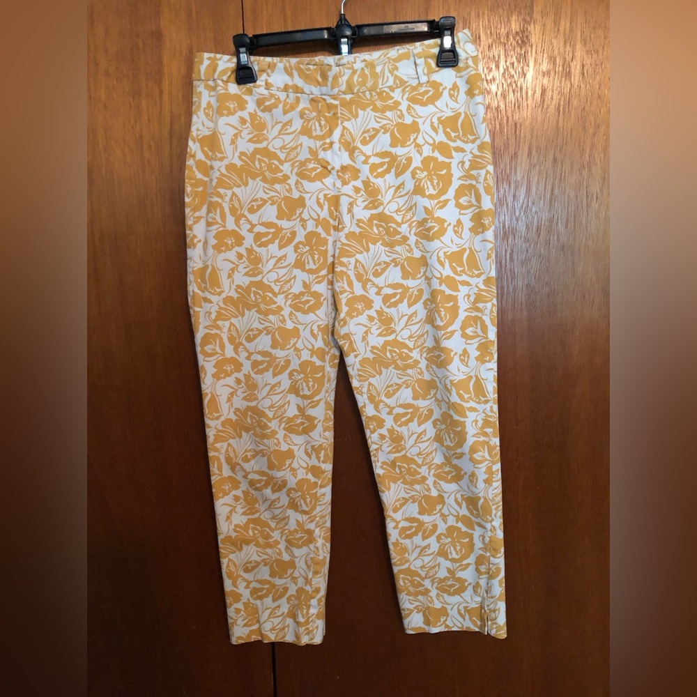Chadwick’s golden yellow and white floral ankle pants